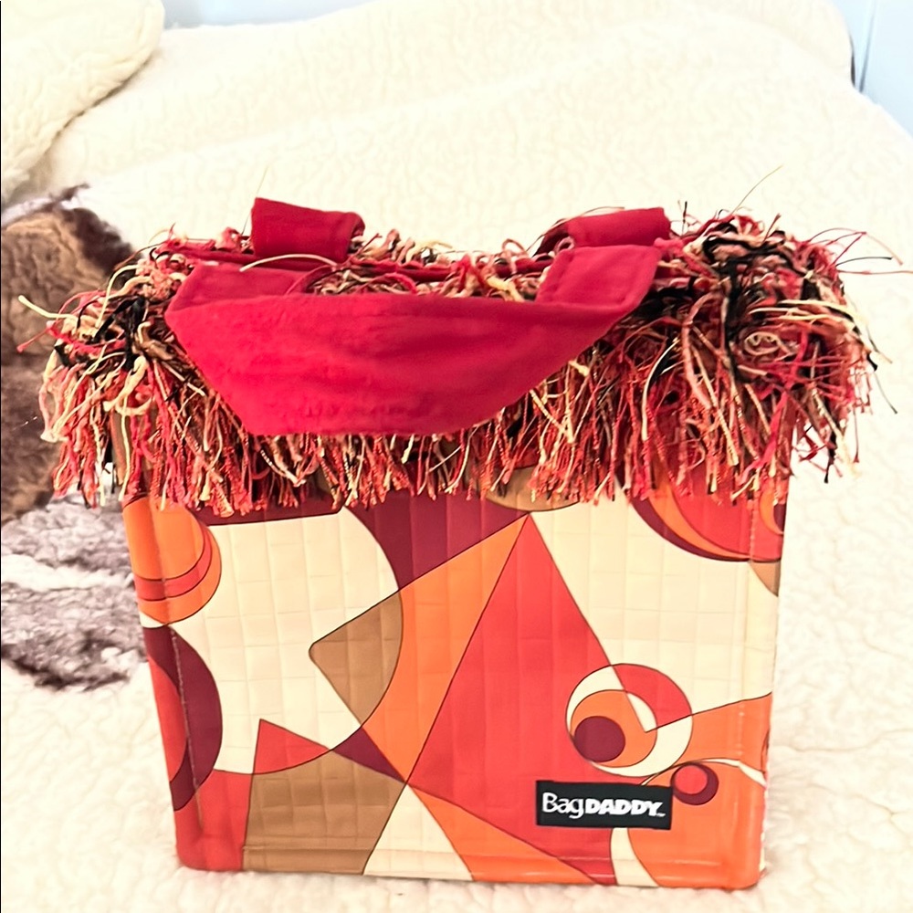 Bag Daddy purse / hand bag tote fringe multi coloured patten.